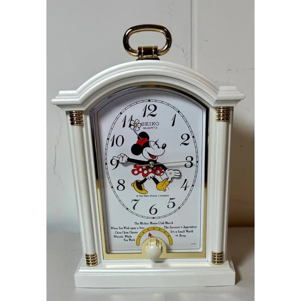 Vintage Seiko Disney Minnie Mouse Musical Alarm Clock QFE120W Cal 34604 Japan